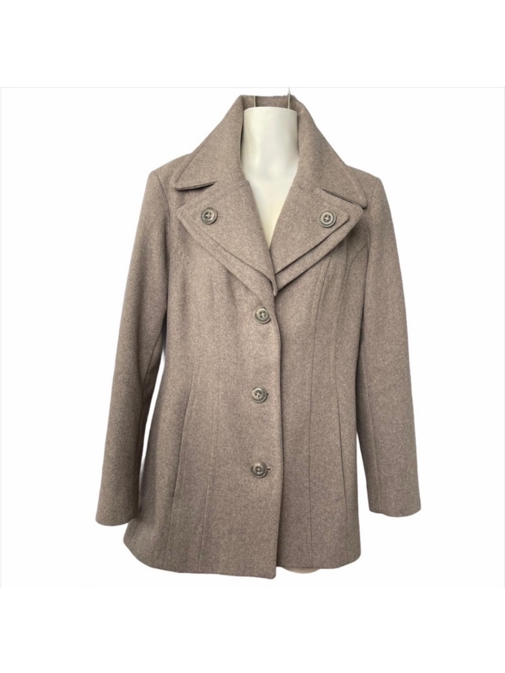 London Fog Women's Taupe Wool-Blend Peacoat